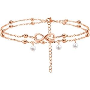 Rose Gold Infinity Pearl Multi-Row Bracelet